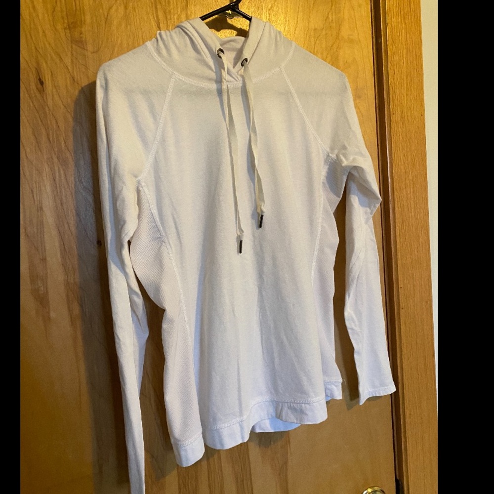 Athletic white hooded sweatshirt